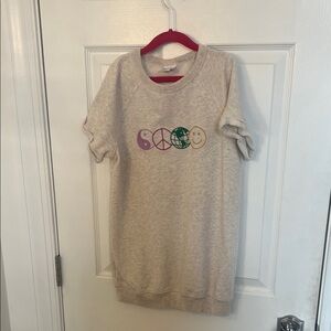 GAP Light Tan Graphic Sweatshirt Dress for Kids - Earth day